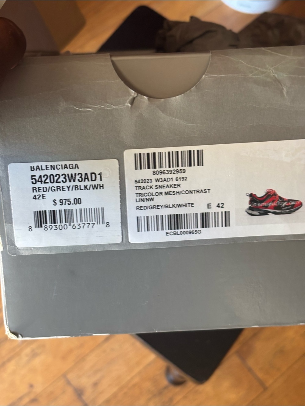 Balenciaga Track Sneakers Red/Black Size 42 (US 9) - Worn Once - Picture 4 of 11